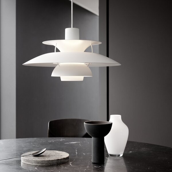Viseće Svjetiljka Louis Poulsen, PH 5 500, prigušiv, Bijela, Dnevna soba, Metal, Dizajn