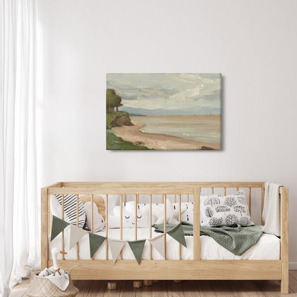 Slika - Jean-Baptiste-Camille Corot, Beach Near Etretat, reprodukcije (90x60 cm)