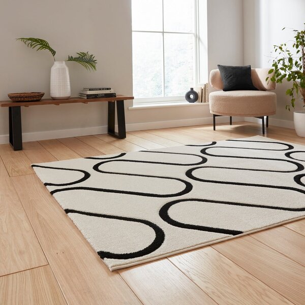 Crno-bijeli tepih 80x150 cm Linear Curve – Catherine Lansfield