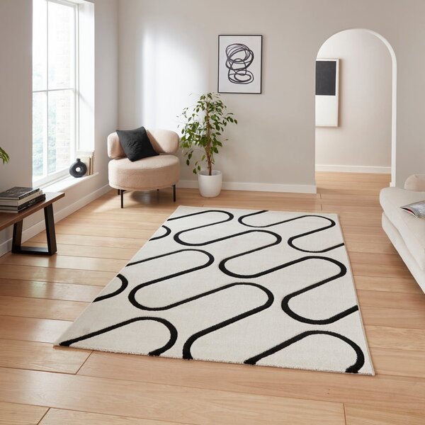 Crno-bijeli tepih 80x150 cm Linear Curve – Catherine Lansfield
