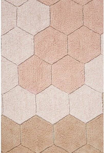 Svijetlo ružičasti periv/ručno rađen pamučan okrugao tepih ø 140 cm Honeycomb Rose – Lorena Canals