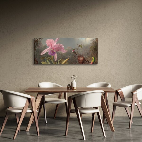 Slika - Martin Johnson Heade, Cattleya Orchid and Three Hummingbirds, reprodukcije (120x50 cm)