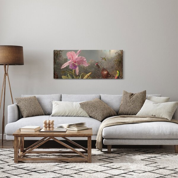 Slika - Martin Johnson Heade, Cattleya Orchid and Three Hummingbirds, reprodukcije (120x50 cm)