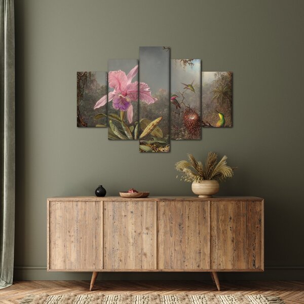 Slika - Martin Johnson Heade, Cattleya Orchid and Three Hummingbirds, reprodukcije (150x105 cm)
