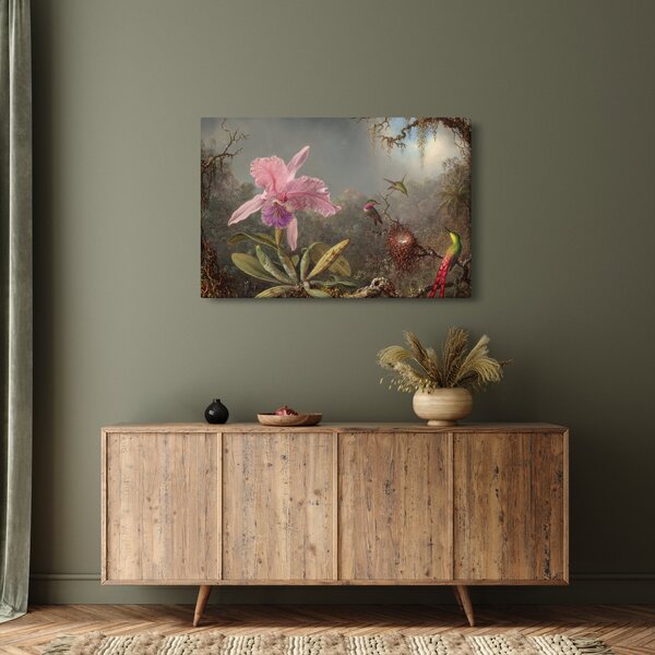 Slika - Martin Johnson Heade, Cattleya Orchid and Three Hummingbirds, reprodukcije (90x60 cm)
