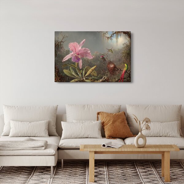 Slika - Martin Johnson Heade, Cattleya Orchid and Three Hummingbirds, reprodukcije (90x60 cm)