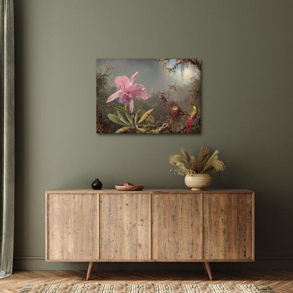 Slika - Martin Johnson Heade, Cattleya Orchid and Three Hummingbirds, reprodukcije (70x50 cm)