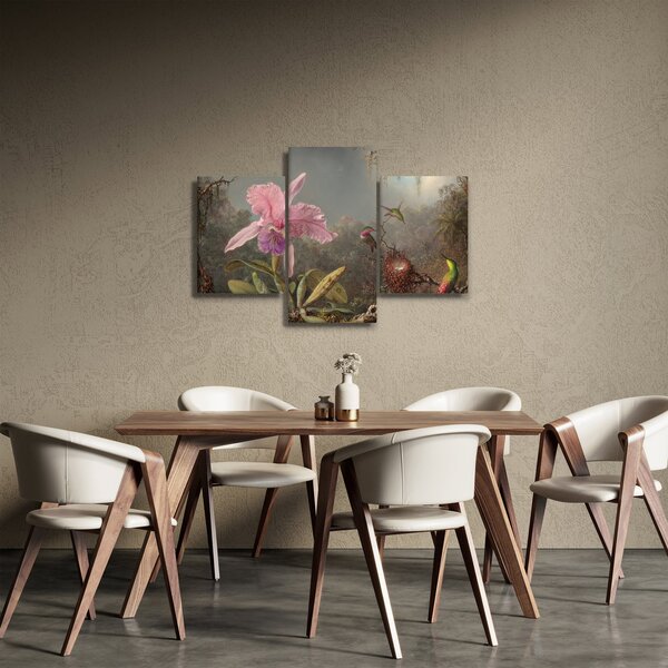 Slika - Martin Johnson Heade, Cattleya Orchid and Three Hummingbirds, reprodukcije (90x60 cm)