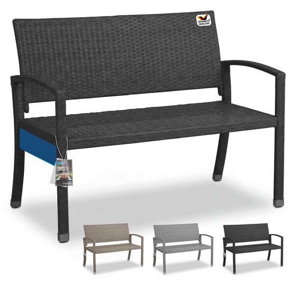 Vrtna klupa od poliratana za 2 osobe – 122 x 58 x 87 cm Crno