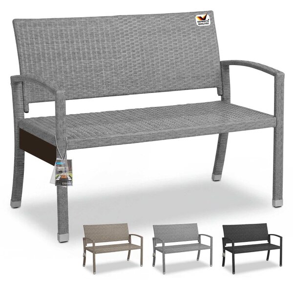 Vrtna klupa od poliratana za 2 osobe – 122 x 58 x 87 cm Crno