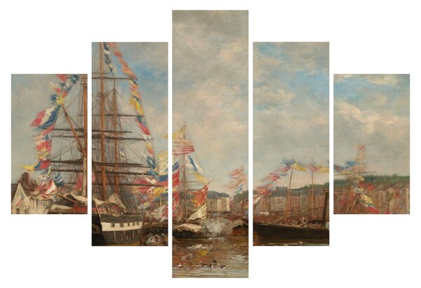 Slika - Eugène Boudin, Festival in the Harbor of Honfleur, reprodukcije (150x105 cm)