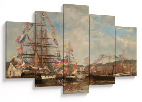 Slika - Eugène Boudin, Festival in the Harbor of Honfleur, reprodukcije (150x105 cm)