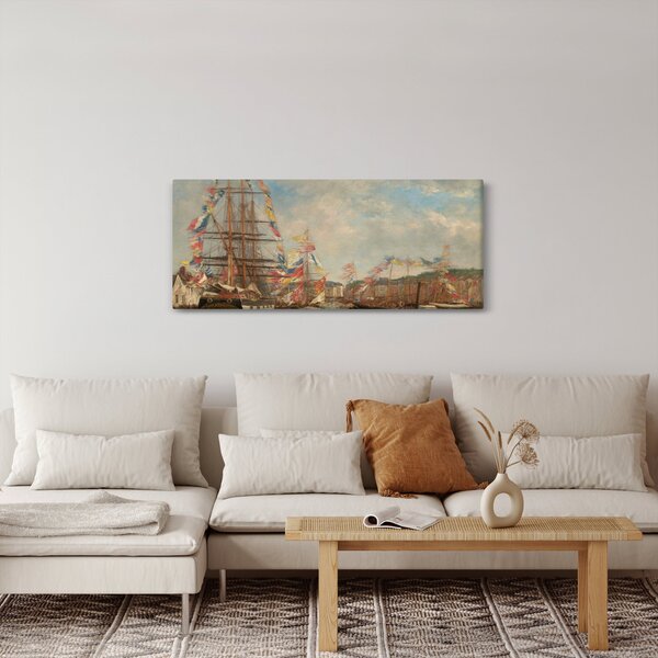 Slika - Eugène Boudin, Festival in the Harbor of Honfleur, reprodukcije (120x50 cm)