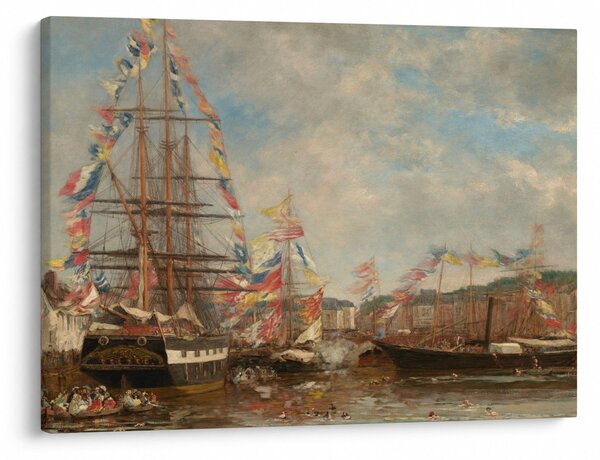 Slika - Eugène Boudin, Festival in the Harbor of Honfleur, reprodukcije (70x50 cm)