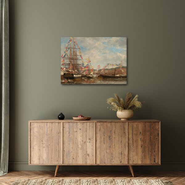 Slika - Eugène Boudin, Festival in the Harbor of Honfleur, reprodukcije (70x50 cm)