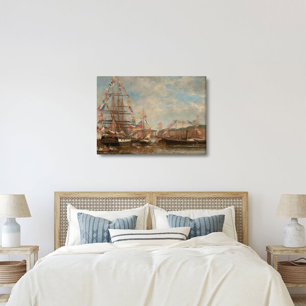 Slika - Eugène Boudin, Festival in the Harbor of Honfleur, reprodukcije (70x50 cm)