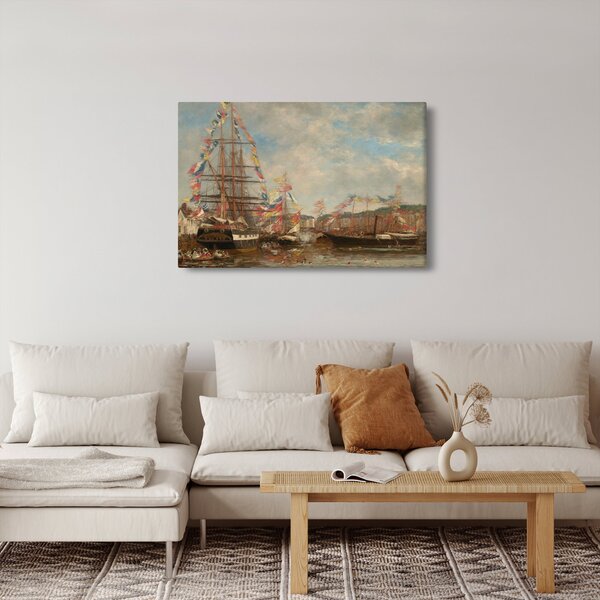 Slika - Eugène Boudin, Festival in the Harbor of Honfleur, reprodukcije (90x60 cm)