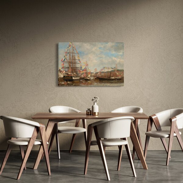 Slika - Eugène Boudin, Festival in the Harbor of Honfleur, reprodukcije (90x60 cm)