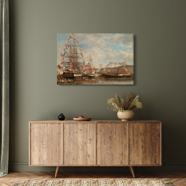 Slika - Eugène Boudin, Festival in the Harbor of Honfleur, reprodukcije (90x60 cm)