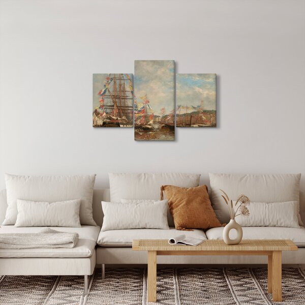 Slika - Eugène Boudin, Festival in the Harbor of Honfleur, reprodukcije (90x60 cm)