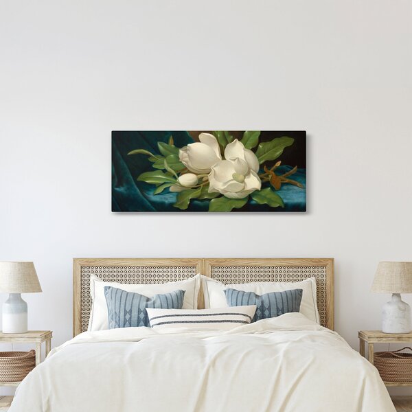 Slika - Martin Johnson Heade, Giant Magnolias on a Blue Velvet Cloth, reprodukcije (120x50 cm)