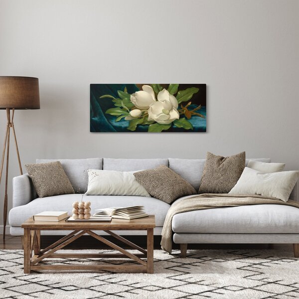 Slika - Martin Johnson Heade, Giant Magnolias on a Blue Velvet Cloth, reprodukcije (120x50 cm)
