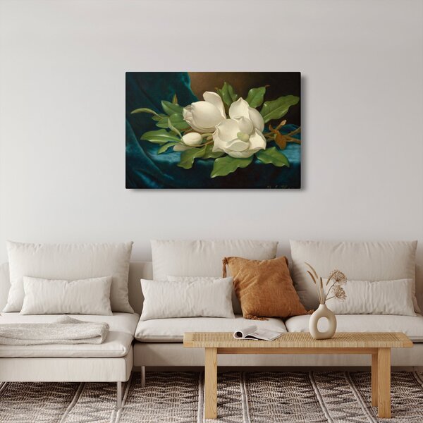 Slika - Martin Johnson Heade, Giant Magnolias on a Blue Velvet Cloth, reprodukcije (90x60 cm)
