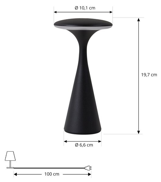 Stolne Lampa Lindby, Evelen, prigušiv, Crno, Balkon, Plastika, Moderan