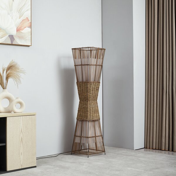 Podne Lampa Lindby, Jacinto, Drvo, Dnevna soba, Bambus, Boho