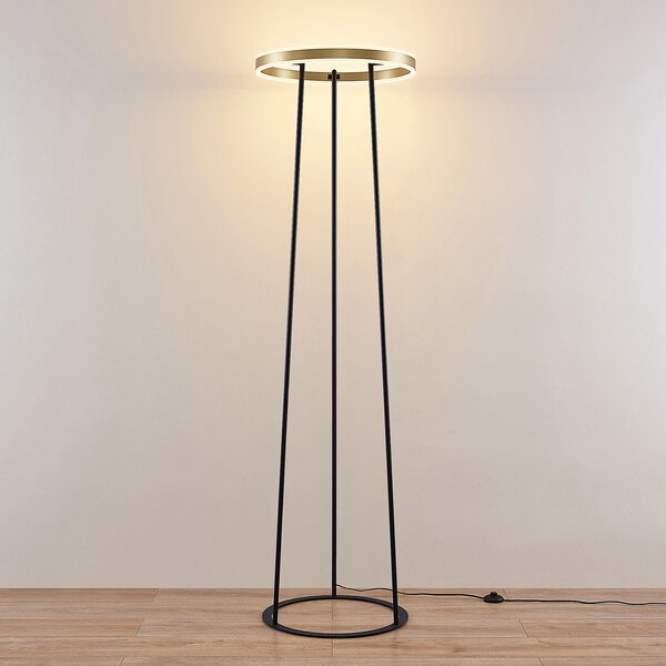 Podne Lampa Lucande, Seppe, prigušiv, Crno, Dnevna soba, Metal, Dizajn