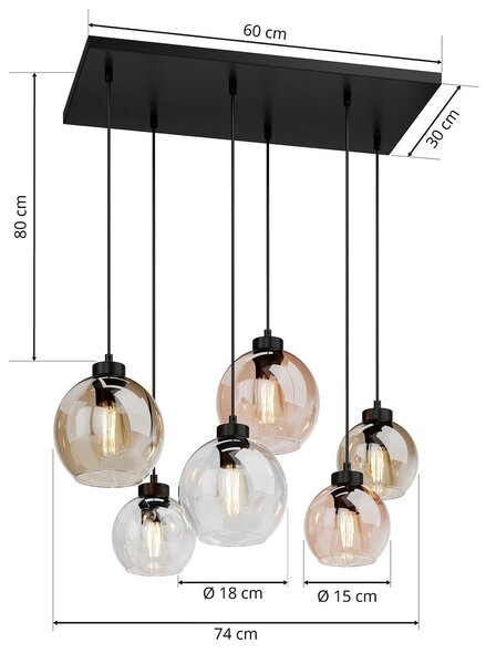 Viseće Svjetiljka TK Lighting, Cubus, prigušiv, Višebojno, Dnevna soba, Staklo, Moderan