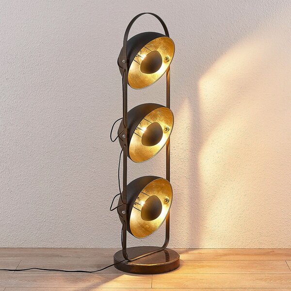 Podne Lampa Lindby, Muriel, Crno, Dnevna soba, Metal, Moderan