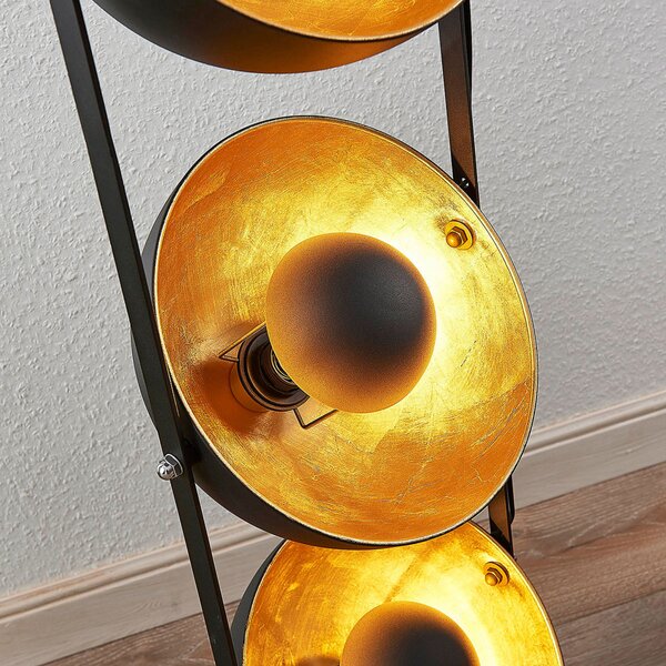 Podne Lampa Lindby, Muriel, Crno, Dnevna soba, Metal, Moderan