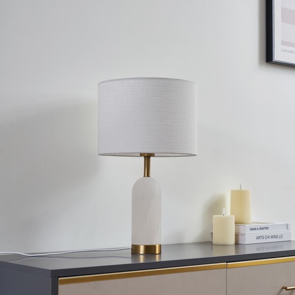 Stolne Lampa Lindby, Alabaster, Bijela, Dnevna soba, Tkanina / tekstil, Skandinavski