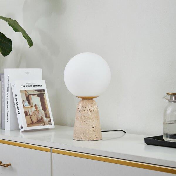 Stolne Lampa Lindby, Kirstan, Bijela, Dnevna soba, Staklo, Moderan