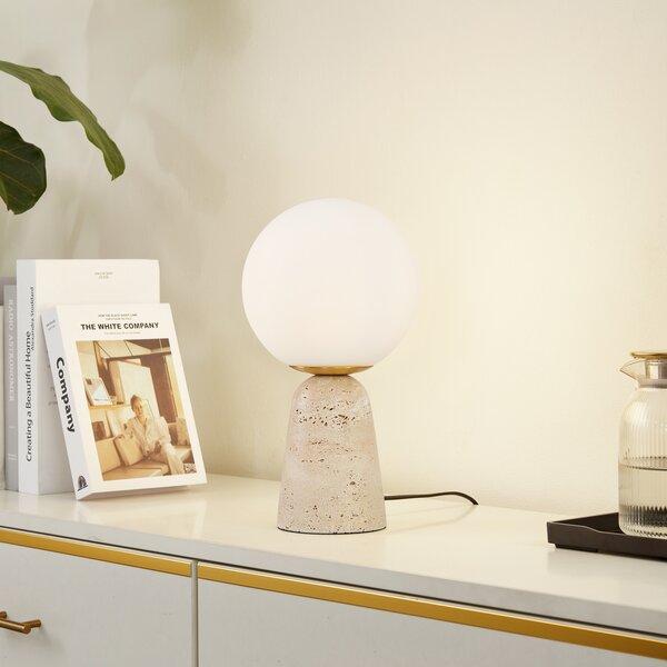 Stolne Lampa Lindby, Kirstan, Bijela, Dnevna soba, Staklo, Moderan