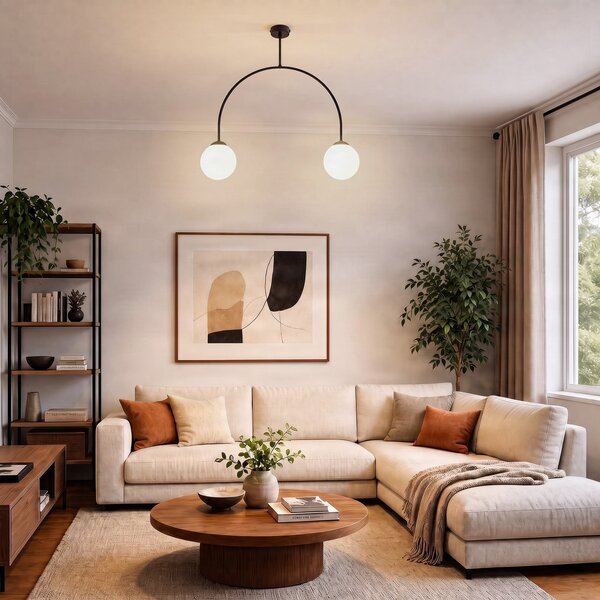 Milagro Lighting Stropna svjetiljka Archie, crna, duljina 68 cm, metal, 2 svjetla, prigušiva, Crno, Dnevni boravak/blagovaonica, Metal