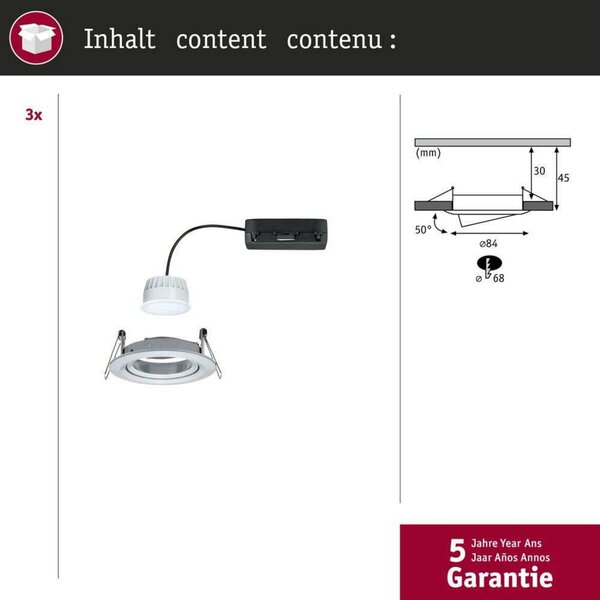 Reflektori Paulmann, Metalik, Dnevna soba, Aluminij