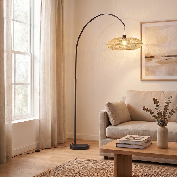 Podne Lampa Lindby, Solvian, Crno, Dnevna soba, Metal, Moderan