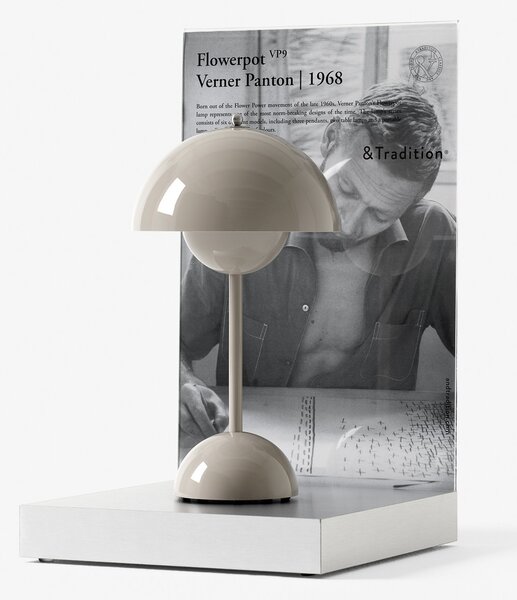 Stolne Lampa &Tradition, Flowerpot VP9, prigušiv, Sivo, Dnevna soba, Plastika, Dizajn