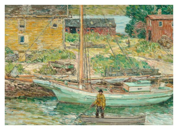 Slika - Childe Hassam, Oyster Sloop, Cos Cob, reprodukcije (70x50 cm)