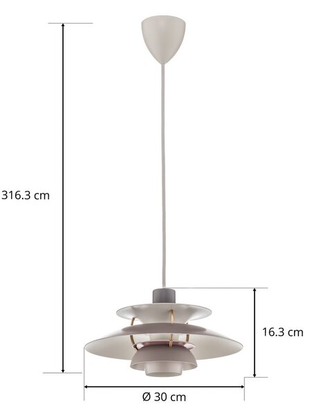 Viseće Svjetiljka Louis Poulsen, PH 5 300, prigušiv, Sivo, Dnevna soba, Metal, Dizajn