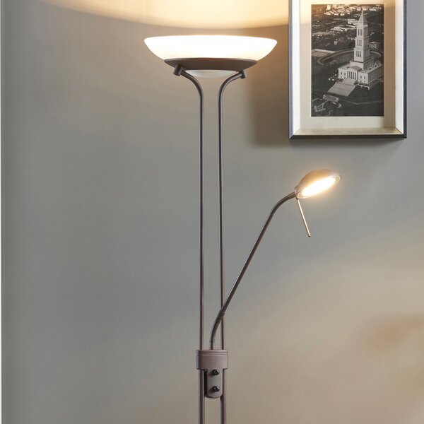 Podne Lampa Lindby, Yveta, prigušiv, Smeđa / hrđa, Dnevna soba, Metal, Seoska kuća / rustikalni