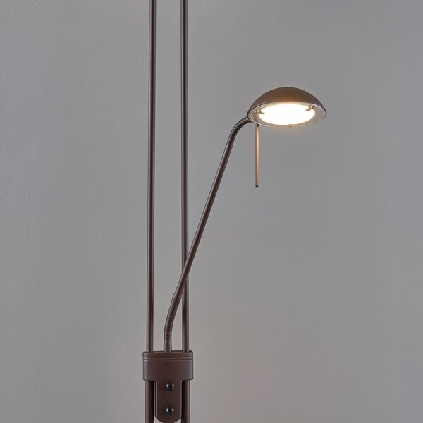 Podne Lampa Lindby, Yveta, prigušiv, Smeđa / hrđa, Dnevna soba, Metal, Seoska kuća / rustikalni