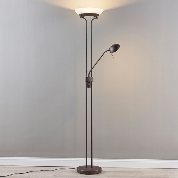 Podne Lampa Lindby, Yveta, prigušiv, Smeđa / hrđa, Dnevna soba, Metal, Seoska kuća / rustikalni