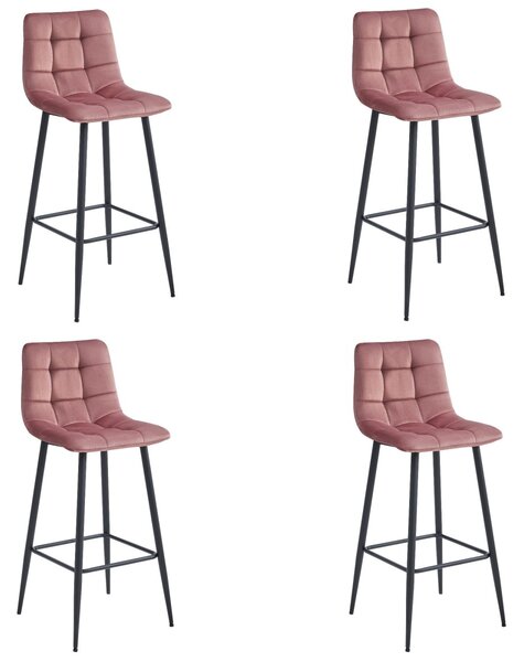 Barska stolica ARCETO VELVET s crnim nogama, ružičasta