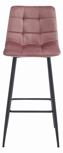 Barska stolica ARCETO VELVET s crnim nogama, ružičasta