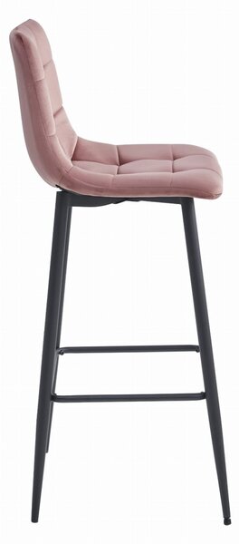 Barska stolica ARCETO VELVET s crnim nogama, ružičasta