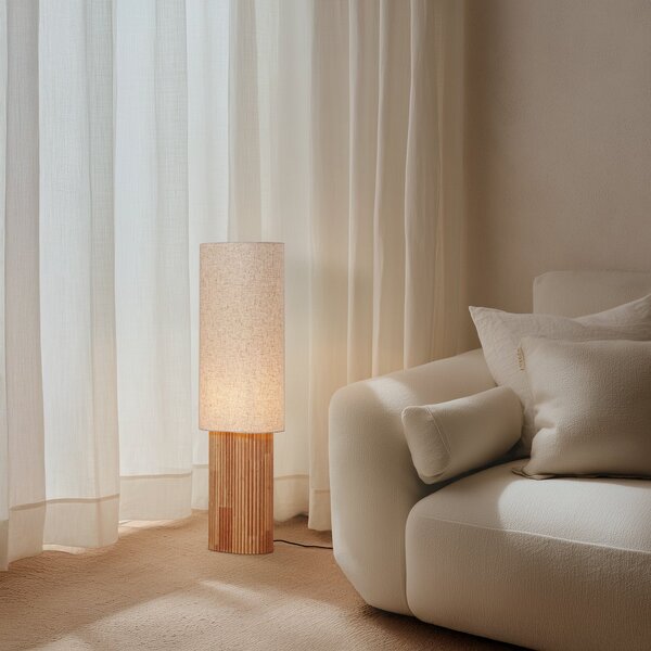 Podne Lampa Lindby, Kimiko, Drvo, Dnevna soba, Tkanina / tekstil, Skandinavski