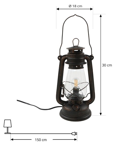 Stolne Lampa Lindby, Raisa, Smeđa / hrđa, Dnevna soba, Metal, Antički